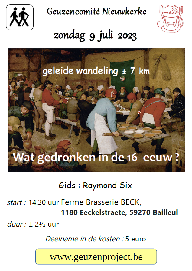 Geleide Wandeling: “Wat gedronken in de 16e eeuw?”